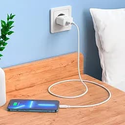 Комплект адаптер і кабель Hoco C106A Lightning Cable Leisure single port charger білий - мініатюра 6