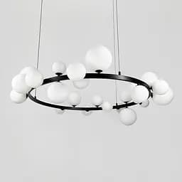 Кольцевая люстра с 24 белыми плафонами в черном корпусе Ø 120 см | Line F | Ст. AT32/24R BK+WT