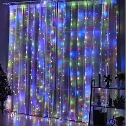 Новогодняя светодиодная гирлянда-штора Роса 3x3 м с 300 лампочками Цветной