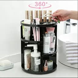 Поворотний органайзер для косметики Rotation Cosmetic Organizer, чорний 360° - мініатюра 2
