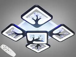 Лед люстра з пультом, димером і підсвічуванням, 90W, чорна