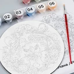 Картина за номерами, Заквітчана , кругла, Ø15 см, з мольбертом, ROSA START - мініатюра 4