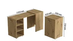 Стіл-тумба трансформер Смарт 1/1 Ferrum-decor 750x1450x500 ДСП Дуб Артізан 16 мм (FRD-105072) - мініатюра 4