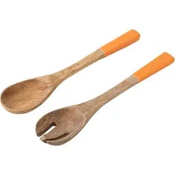 Прилади сервірувальні J-line для салату, пасти з дерева манго 33 см помаранчеві (54849)