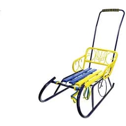 Санки "Смерека" Патриот Vitan 2030118 желтая спинка + ручка + цветная планка Разноцветный (2000990230003)(SN)