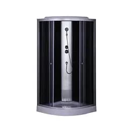 Душевой бокс без гидромассажа Mixxus Strong SB02-90x90x215-GR Satin с низким поддоном MI6887, Хром матовый, тонированный, хром матовый