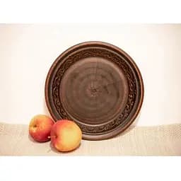 Тарілка керамічна (глиняна) 24 см різьблена коричнева