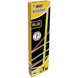 Карандаши чернографитные BIC Evolution Fluo с резинкой НВ 12 шт. (942882)