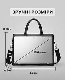Шкіряна чоловіча сумка для документів та ноутбука чорна Tiding Bag NV23712 380 мм - мініатюра 4
