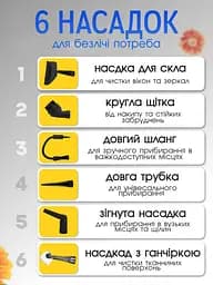 Універсальний пароочисник ручний для прибирання дому 6 в 1 Rainberg парогенератор Пароочисник для меблів для прибирання вікон та автомобіля, відпарювач, парогенератор для прибирання та дезінфекції, парова праска - мініатюра 5