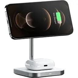 Бездротовий зарядний пристрій Satechi Magnetic Wireless Charging Stand Aluminum 2 in 1 Space Gray (ST-WMCS2M) - мініатюра 4