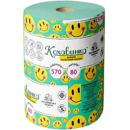 Рушники паперові Кохавинка одношарові 80 метрів 570 відривів зелені