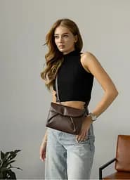 Женская сумка через плечо Sambag Rose шоколадная 23 х 17 х 4.5 см (94200020)