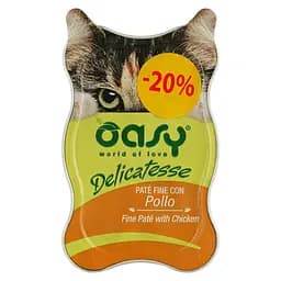 Вологий корм для дорослих котів Oasy Delicatesse паштет з куркою 85 г
