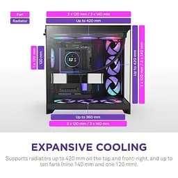 Корпус NZXT H9 Flow RGB+ Tempered Glass без БЖ Black (CM-H92FB-P1) - мініатюра 6
