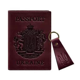 Подарунковий набір шкіряних аксесуарів з українською символікою бордовий - мініатюра 6
