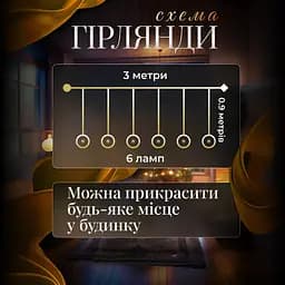 Гірлянда-штора Діамант 3 метри 6 фігур, теплий білий GarlandoPro 6L3MDIA - мініатюра 12