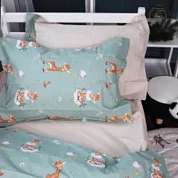 Наволочка MirSon Poplin Line Kids 02 Giraffe 60х60 см світло-зелена з бежевим (2200009711732) - мініатюра 2