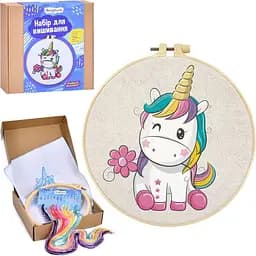 Дитячий набір для вишивання Limo Toy Єдиноріг п'яльці 20 см DYEK1021 