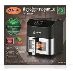 Аерофритюрниця сенсорна Bitek BT-9501 8 л безмасляна повітряна 4200 Вт Чорний - мініатюра 5