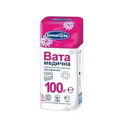 Вата медична гігієнічна Білосніжка, нестерильна, зигзаг, 100 г (295744)