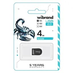 USB флеш накопичувач Wibrand 4GB Scorpio Black USB 2.0 (WI2.0/SC4M3B) - мініатюра 2
