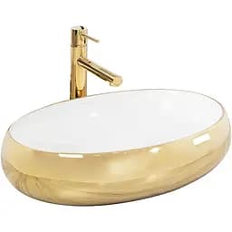 Умивальник Rea Melania white/gold накладний REA-U1050, Золотий