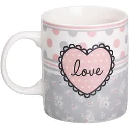 Чашка керамическая Liling Rongxiang Ceramic Love 400 мл серая с белым RX-N240143GKV