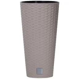 Горщик для квiтiв Prosperplast Rato тубус з вкладишем 2 в 1, 200 мм, мокка (77965-7529)