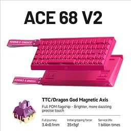 Ігрова магнітна клавіатура MCHOSE ACE 68 V2 / Дротове підключення / Dragon God Magnetic Axis Switch / Pink - мініатюра 2
