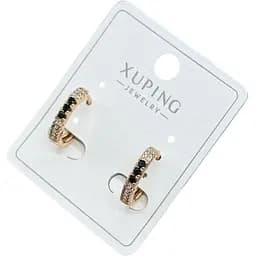 Сережки лінійка Xuping з блискучими камінцями гіпоалергенне медичне золото