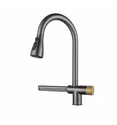 Змішувач для кухні Mixxus FOZ-014 GRAPHITE з висувною лійкою та функцією «водоспад» (MI6538)