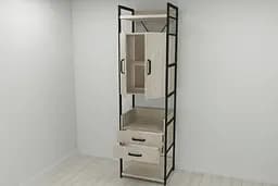 Шкаф Гардероб Уни секция 5 серии Конект Ferrum-decor 220x60x50см Черный металл ДСП Дуб Сонома 32 мм (FRD-104513)