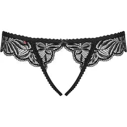 Кружевные танга с доступом Obsessive Contica crothchles Thong S/M, черные