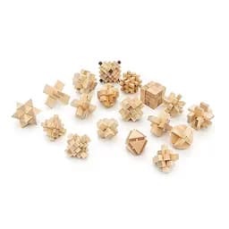 Набор 3D из 18-головоломок дерево Размеры элементов 5.7-10 см Сумка для хранения 260х160х180 мм 1.270 кг