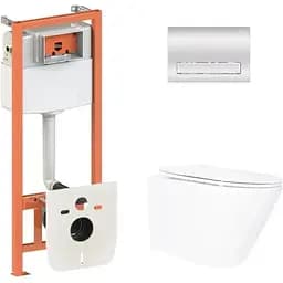 Набір Q-tap Nest 4 в 1 підвісний унітаз Swan Ultra Quiet 520x360x320 + комплект інсталяції QT16335180W48200