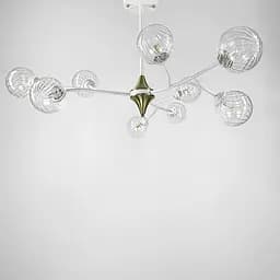 Белая люстра с поворотными веточками на 9 плафонов Line.F K 21/9 WT+CL new