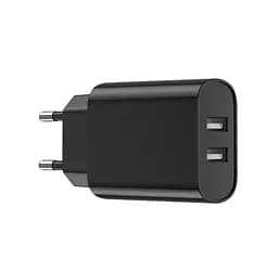 Мережевий зарядний пристрій Wiwu Wi-U003 Dual USB A Chager EU Plug Чорний