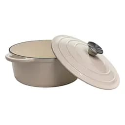 Каструля чавунна 2.5 л емальована з кришкою посуд для тушкування запікання томонія кухонна Білий Premium Cookware HP-1-14-WHITE