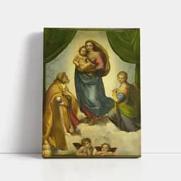 Інтер'єрна картина Сікстинська Мадонна, Рафаель, Raphael, Sistine Madonna, релігійний декор, 80×60 см (id6652)
