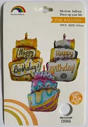 Фольгована кулька фігура «Happy birthday Cake» 110 см наповнення повітрям або гелієм для тематичних вечірок Жовтий - мініатюра 2