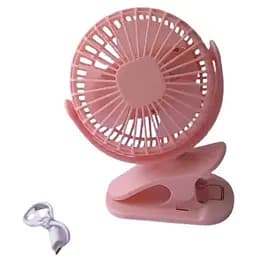 Портативный аккумуляторный мини вентилятор Portable Fan Прищепка USB Розовый