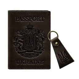 Подарунковий набір шкіряних аксесуарів з українською символікою темно-коричневий - мініатюра 6