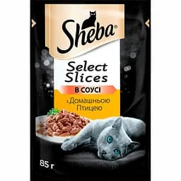 Влажный корм для кошек Sheba с домашней птицей в соусе 85 г
