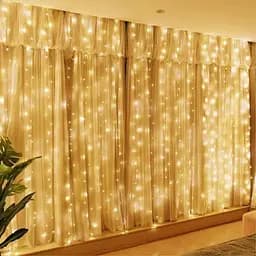 Гірлянда штора Водоспад 3х2.6 м 280 LED (прозорий шнур, з перехідником) Золотаве світло - мініатюра 4