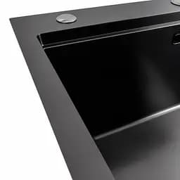 Кухонна мийка 60x50 PVD чорна Platinum Handmade з підставкою для ножів, Чорний - мініатюра 5
