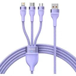 Кабель Baseus Flash Series II One-for-three Fast Charging Data Cable USB to M+L+C 66W 1,2 м Purple