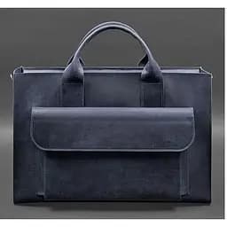 Шкіряна сумка для ноутбука та документів Універсальна синя Crazy Horse