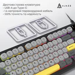 Клавіатура Ajazz AF98 USB UA Black/Grey/Yellow (AF98-BGY) - мініатюра 7