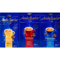 Набор кофе Ambassador Crema + Strong + Premium молотый 675 г